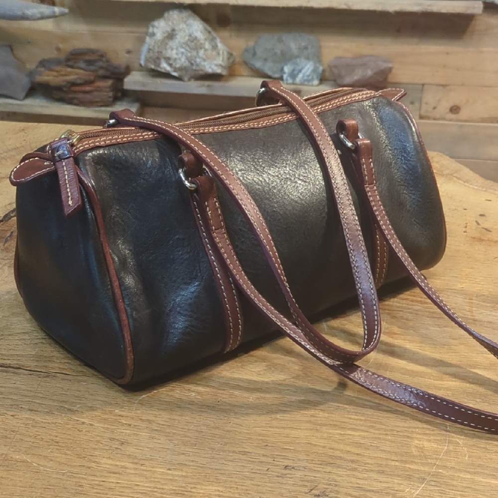 Dooney & Bourke Black and Brown Shoulder Bag